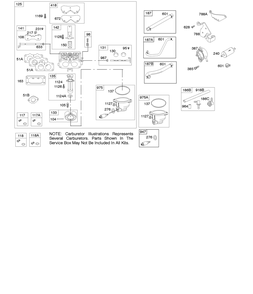 Carburetor, Fuel Supply Diagram and Parts List for 44Q777-5046-G5 400000 - 699999 Briggs and Stratton Engine
